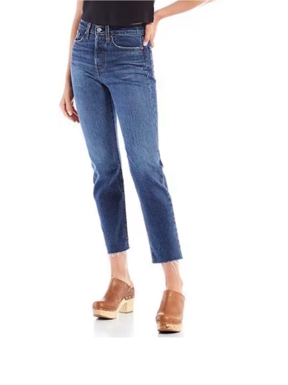 Levi’s Premium Wedgie High Rise Straight Leg Raw Hem Ankle Jean